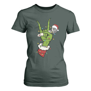 Funny Christmas Rock T Shirt For Women Rock Green Hand Style Xmas TS14 Dark Forest Green Print Your Wear