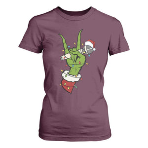 Funny Christmas Rock T Shirt For Women Rock Green Hand Style Xmas TS14 Maroon Print Your Wear