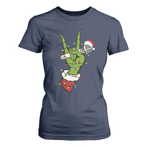 Funny Christmas Rock T Shirt For Women Rock Green Hand Style Xmas TS14 Navy Print Your Wear