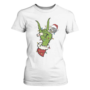 Funny Christmas Rock T Shirt For Women Rock Green Hand Style Xmas TS14 White Print Your Wear