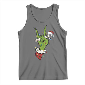 Funny Christmas Rock Tank Top Rock Green Hand Style Xmas TS14 Black Heather Print Your Wear