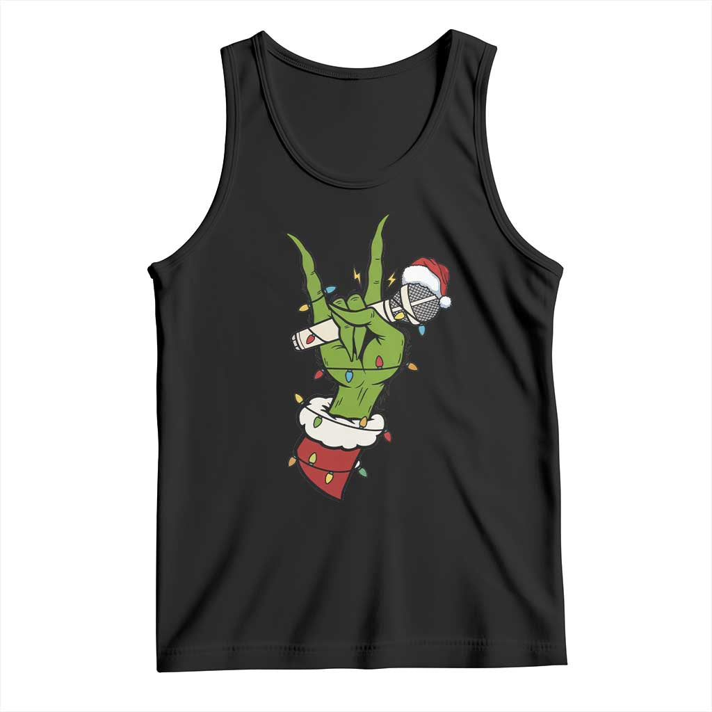 Funny Christmas Rock Tank Top Rock Green Hand Style Xmas TS14 Black Print Your Wear
