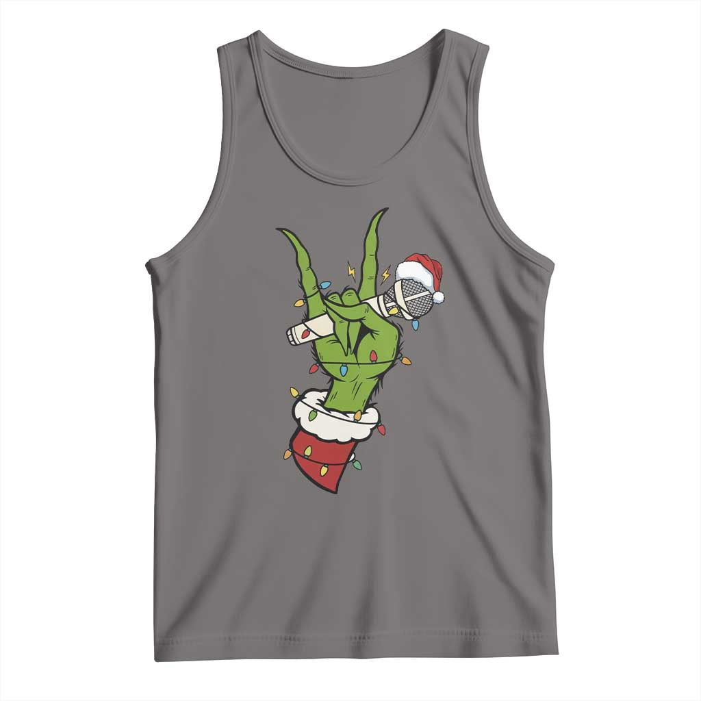 Funny Christmas Rock Tank Top Rock Green Hand Style Xmas TS14 Deep Heather Print Your Wear
