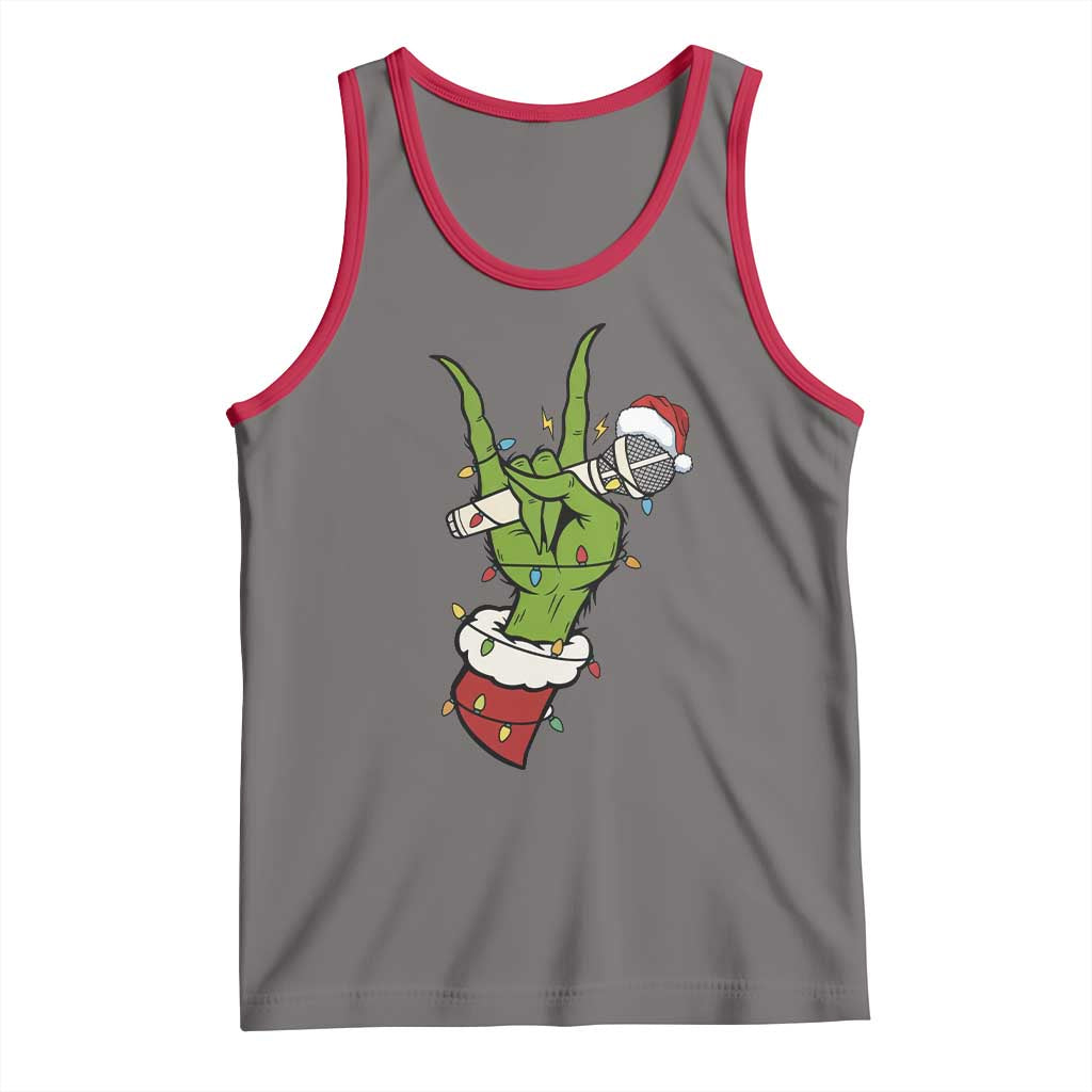 Funny Christmas Rock Tank Top Rock Green Hand Style Xmas TS14 Deep Heather Red Print Your Wear