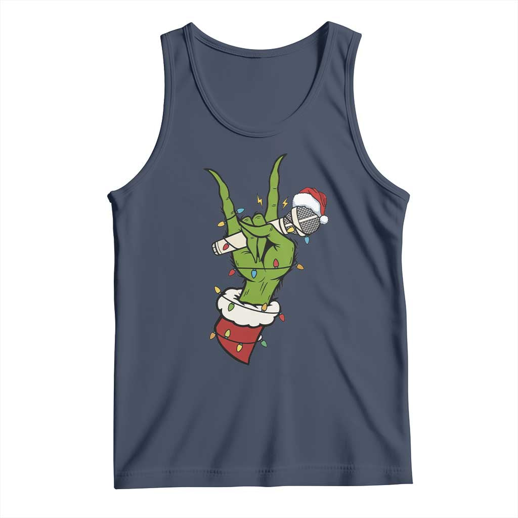 Funny Christmas Rock Tank Top Rock Green Hand Style Xmas TS14 Navy Print Your Wear