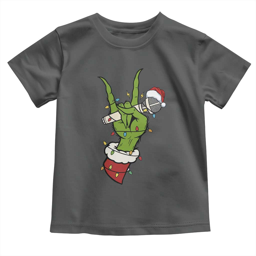 Funny Christmas Rock Toddler T Shirt Rock Green Hand Style Xmas TS14 Dark Heather Print Your Wear