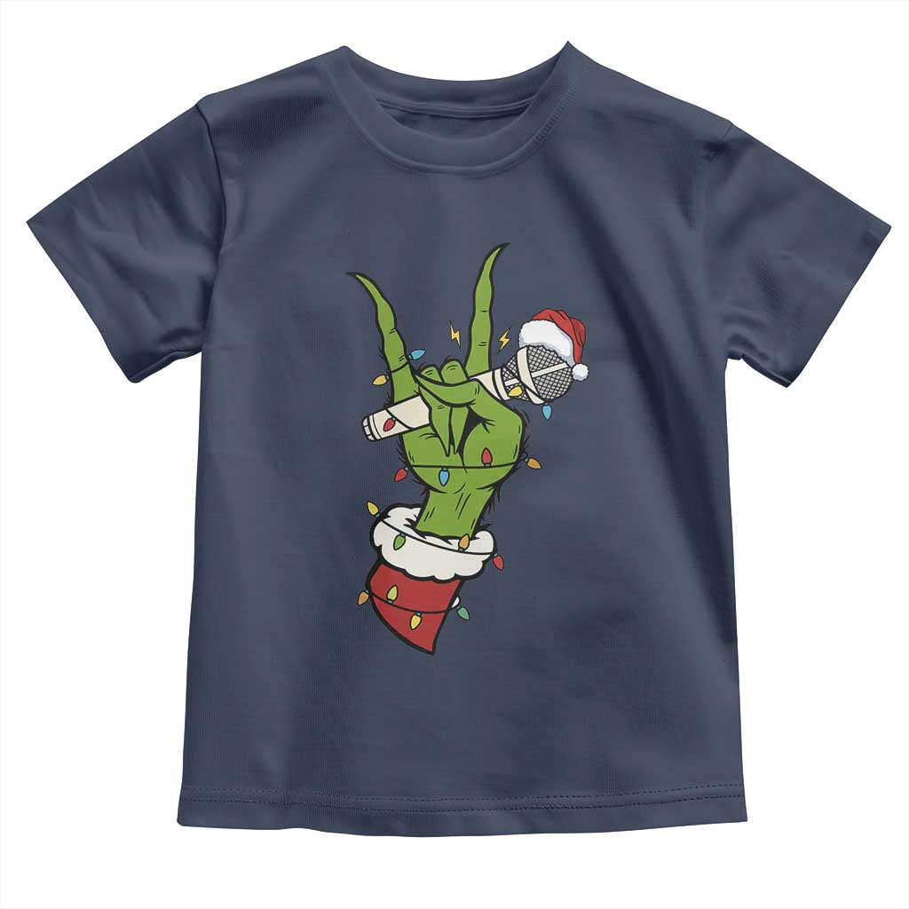 Funny Christmas Rock Toddler T Shirt Rock Green Hand Style Xmas TS14 Navy Print Your Wear
