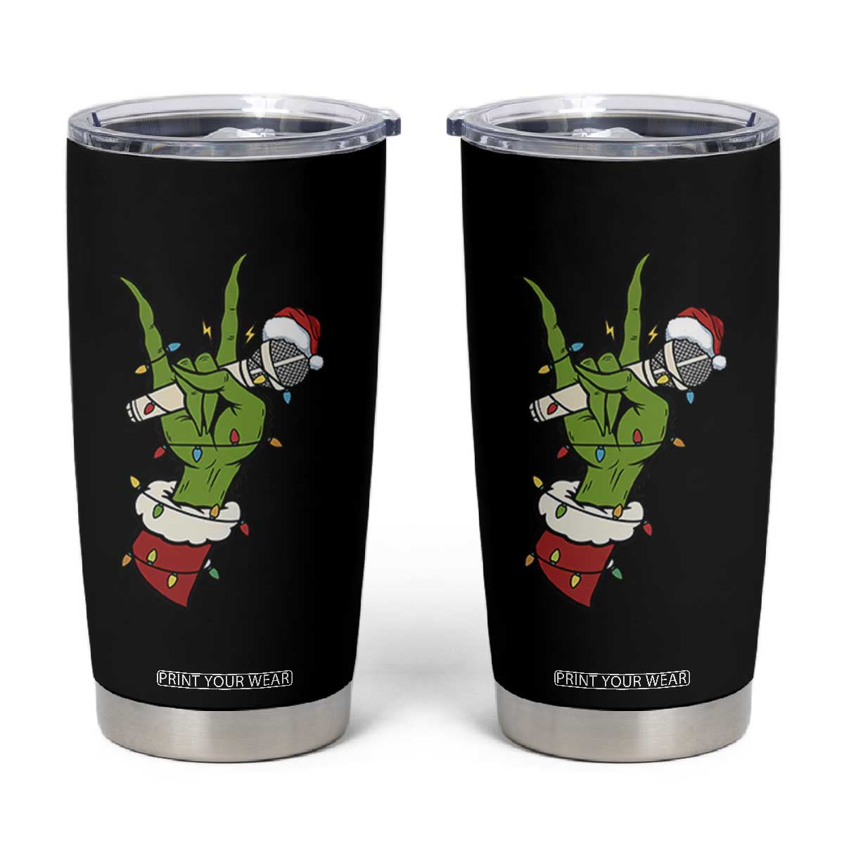 Funny Christmas Rock Tumbler Cup Rock Green Hand Style Xmas TS14 Black Print Your Wear