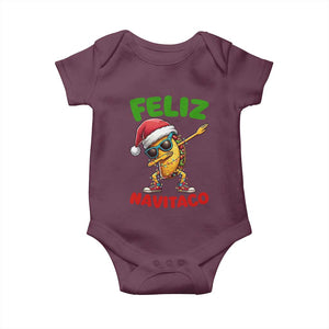 Funny Taco Mexican Christmas Baby Onesie Feliz Navitaco TS14 Maroon Print Your Wear
