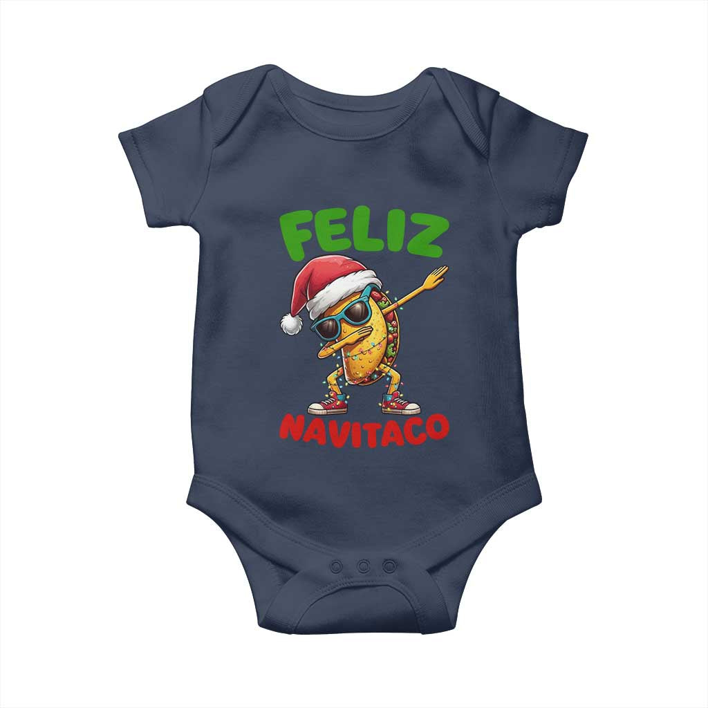 Funny Taco Mexican Christmas Baby Onesie Feliz Navitaco TS14 Navy Print Your Wear