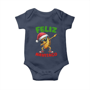 Funny Taco Mexican Christmas Baby Onesie Feliz Navitaco TS14 Navy Print Your Wear