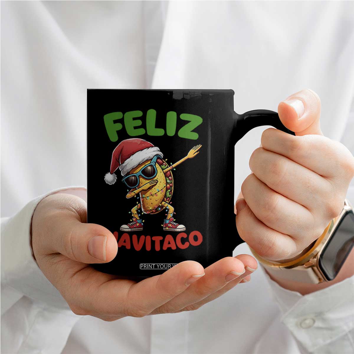 Funny Taco Mexican Christmas Coffee Mug Feliz Navitaco TS14 Print Your Wear