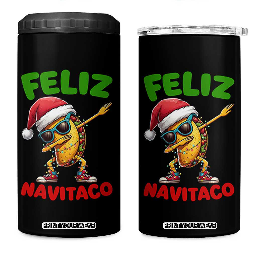 Funny Taco Mexican Christmas 4 in 1 Can Cooler Tumbler Feliz Navitaco TS14 One Size: 16 oz Black Print Your Wear