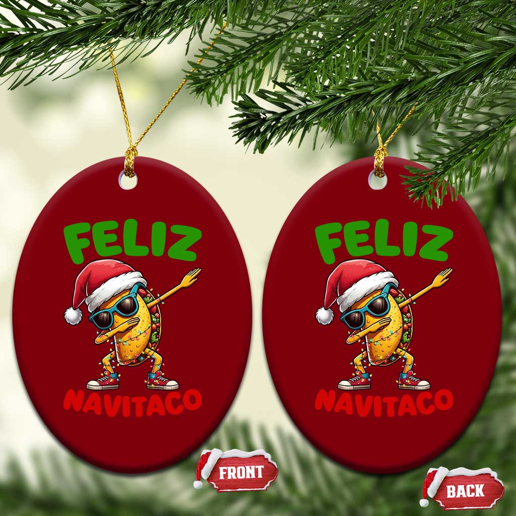 Funny Taco Mexican Xmas Ceramic Ornament Feliz Navitaco TS14 Print Your Wear