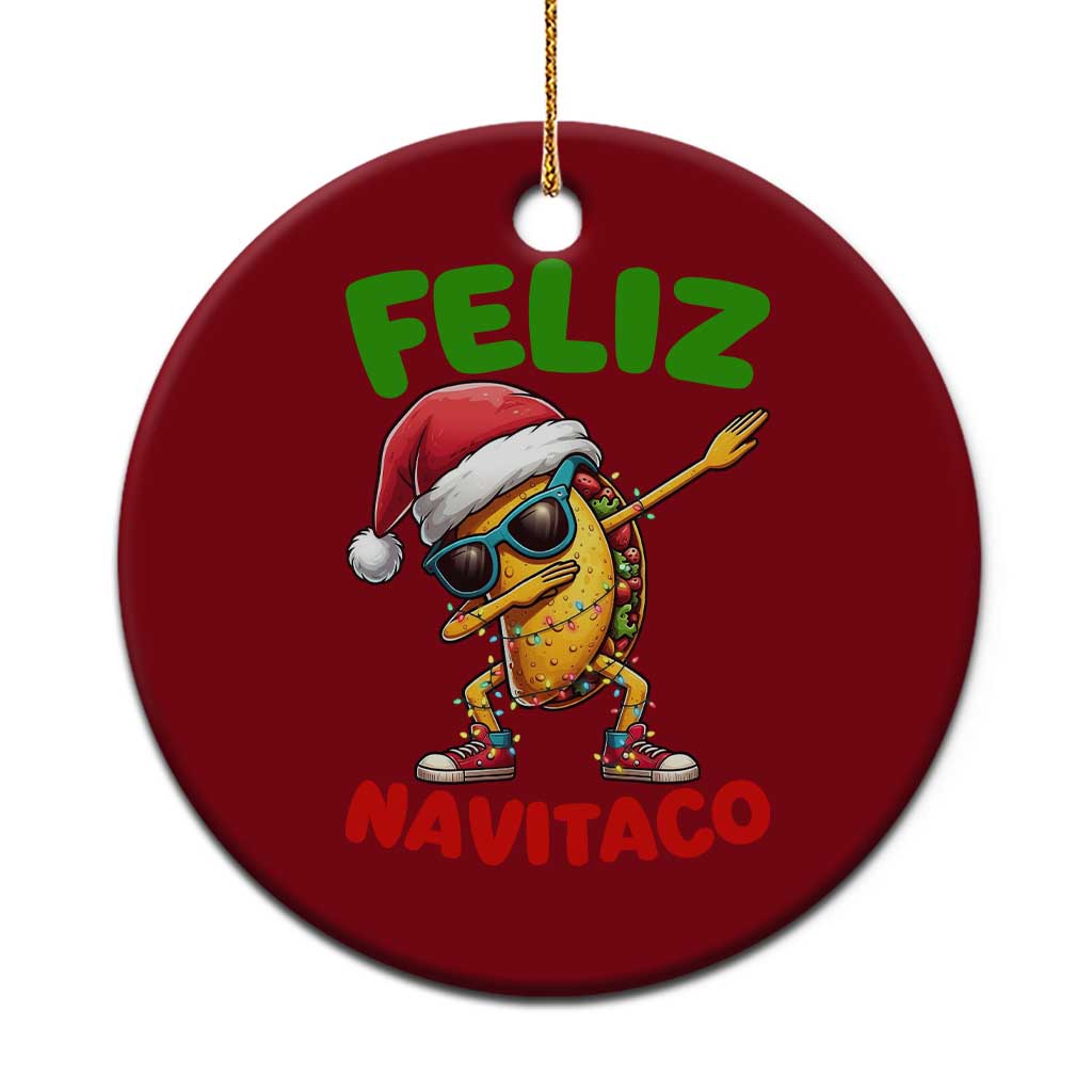 Funny Taco Mexican Xmas Ceramic Ornament Feliz Navitaco TS14 1pc Red Print Your Wear