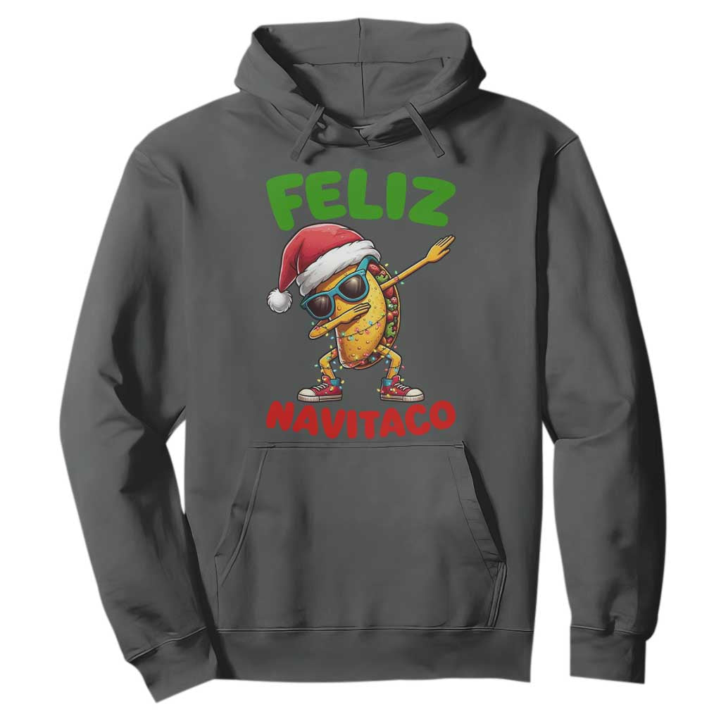 Funny Taco Mexican Christmas Hoodie Feliz Navitaco TS14 Dark Heather Print Your Wear