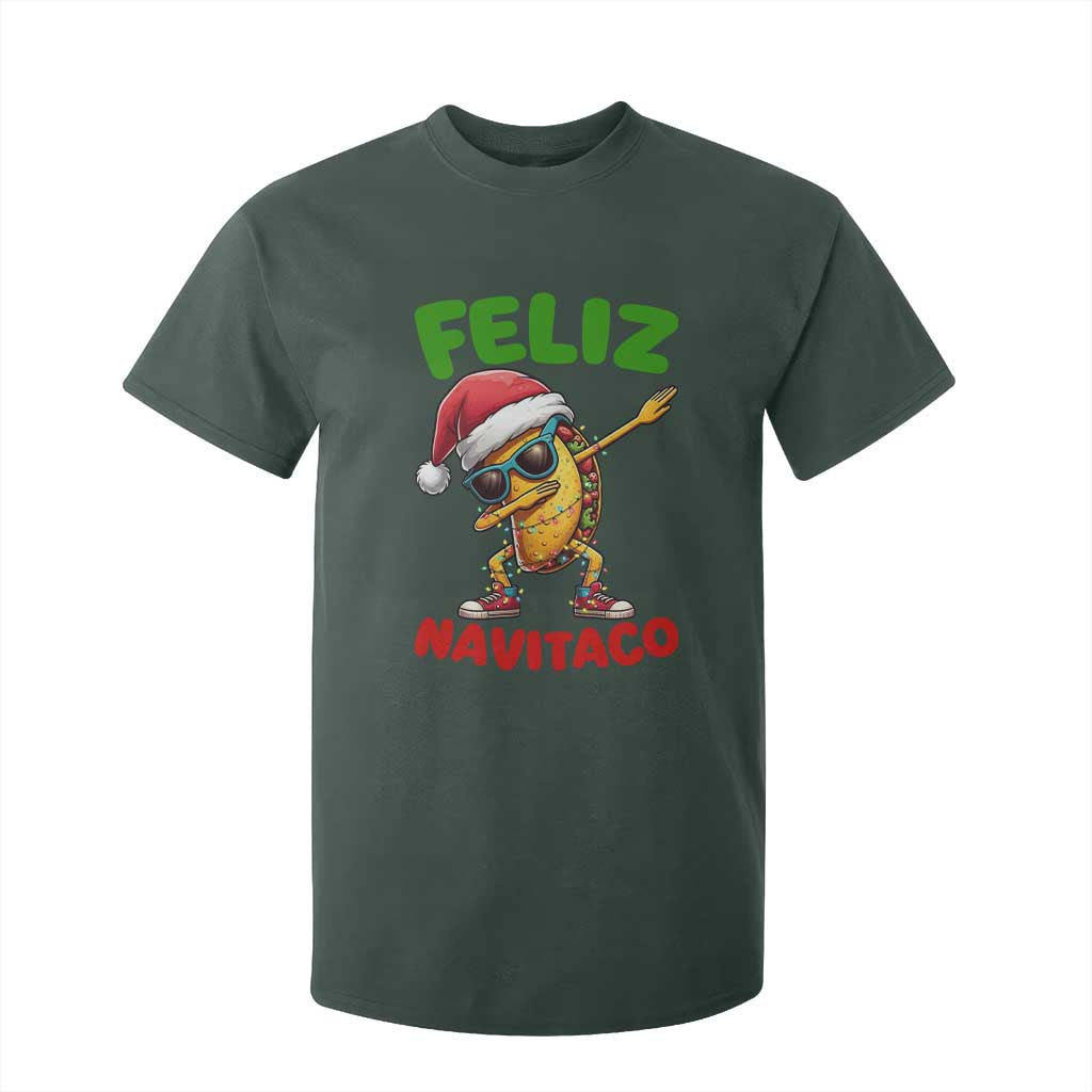 Funny Taco Mexican Christmas T Shirt For Kid Feliz Navitaco TS14 Dark Forest Green Print Your Wear