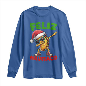 Funny Taco Mexican Christmas Long Sleeve Shirt Feliz Navitaco TS14 Royal Blue Print Your Wear