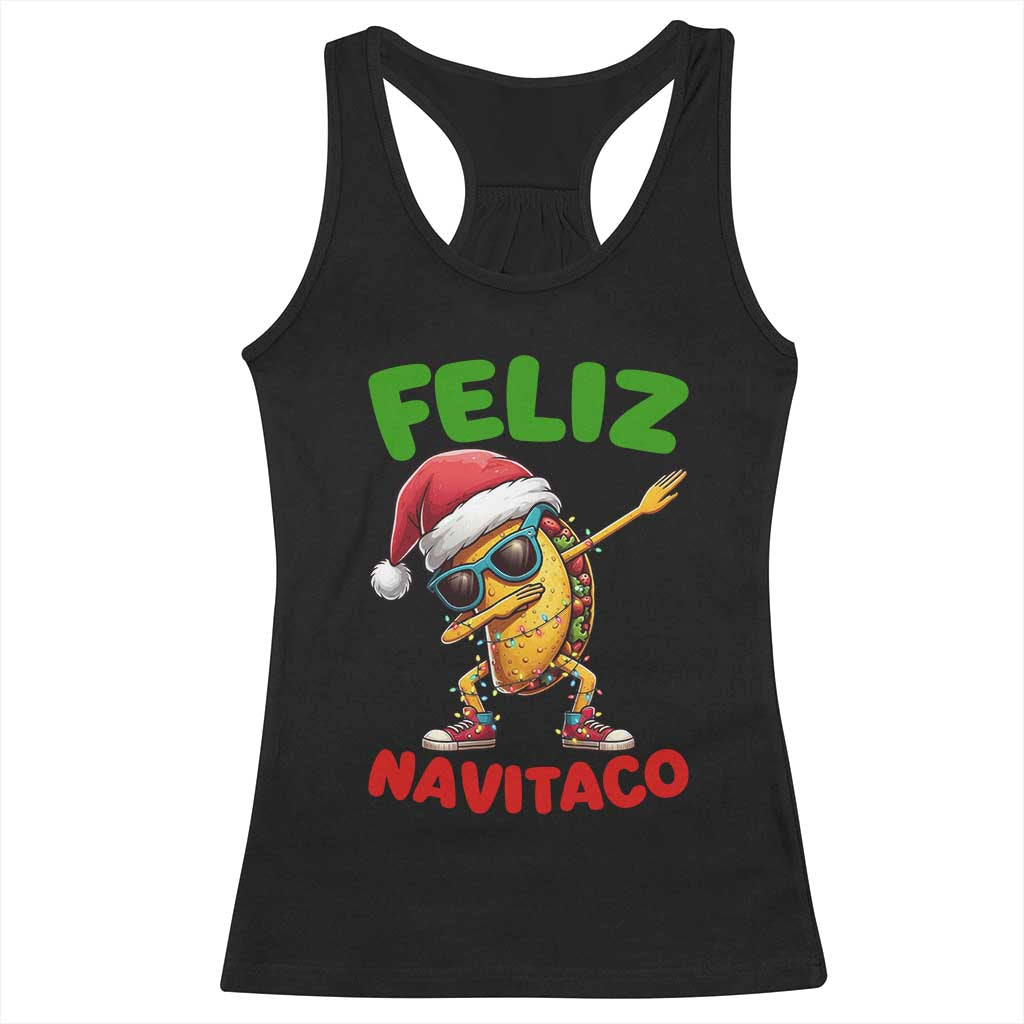 Funny Taco Mexican Christmas Racerback Tank Top Feliz Navitaco - Print Your Wear