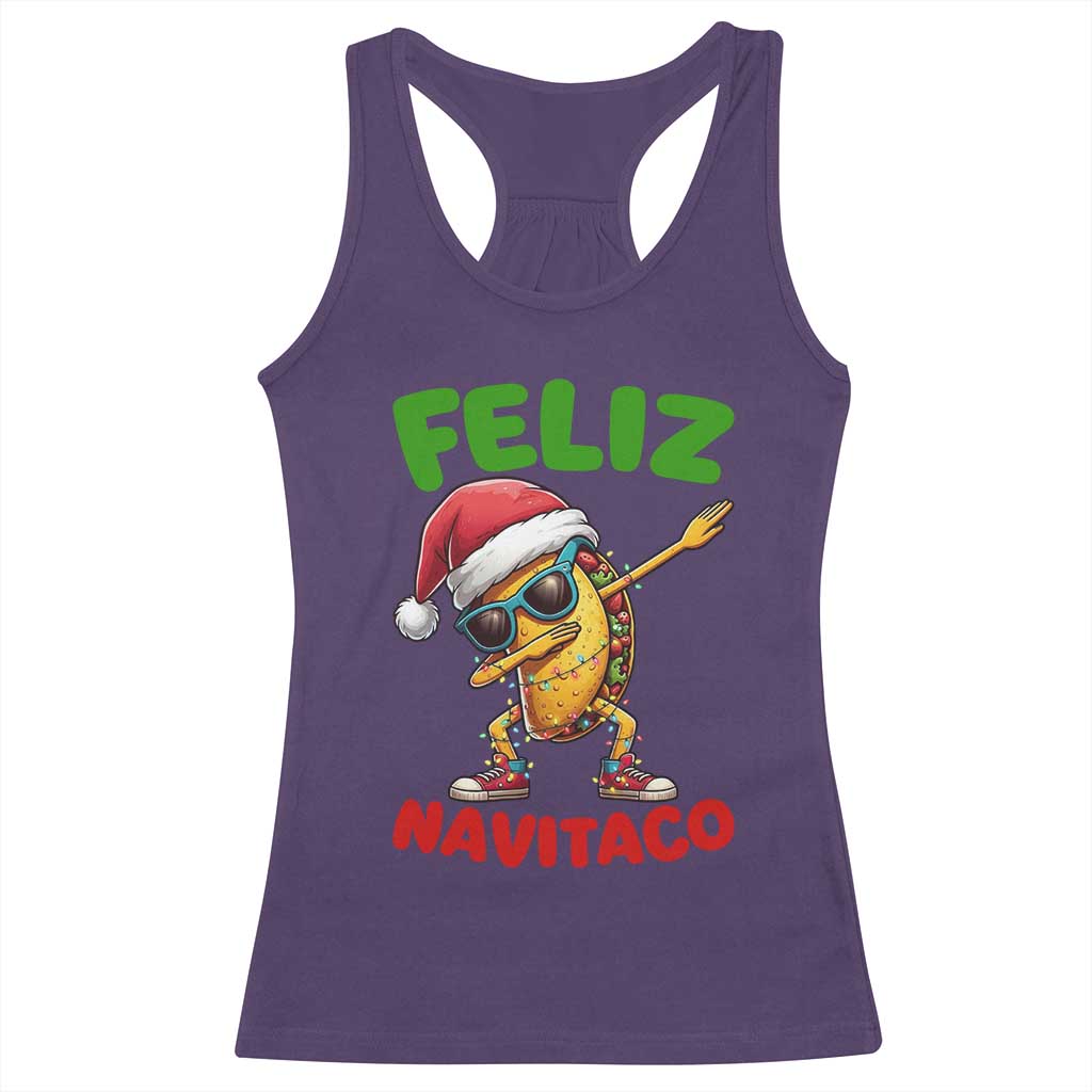 Funny Taco Mexican Christmas Racerback Tank Top Feliz Navitaco TS14 Purple Print Your Wear