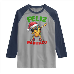 Funny Taco Mexican Christmas Raglan Shirt Feliz Navitaco TS14 Sport Gray Navy Print Your Wear