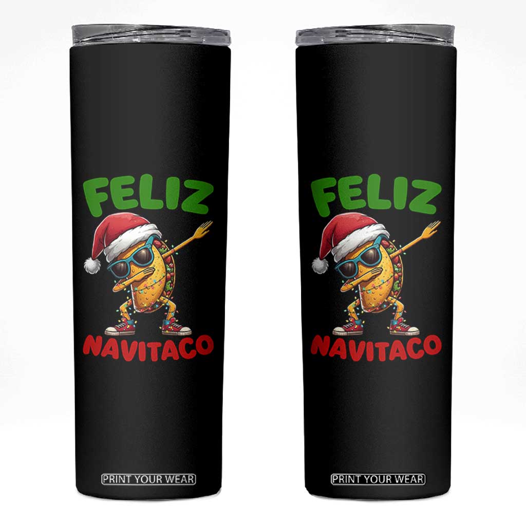 Funny Taco Mexican Christmas Skinny Tumbler Feliz Navitaco TS14 Black Print Your Wear