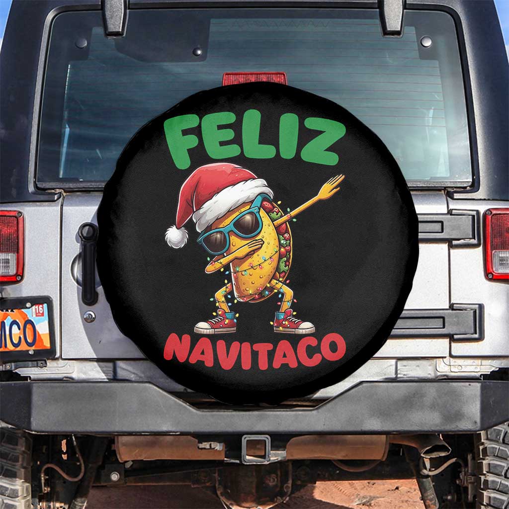 Funny Taco Mexican Christmas Spare Tire Cover Feliz Navitaco TS14 No hole Black Print Your Wear