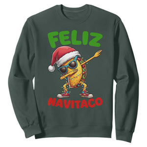 Funny Taco Mexican Christmas Sweatshirt Feliz Navitaco TS14 Dark Forest Green Print Your Wear