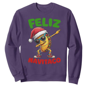 Funny Taco Mexican Christmas Sweatshirt Feliz Navitaco TS14 Purple Print Your Wear