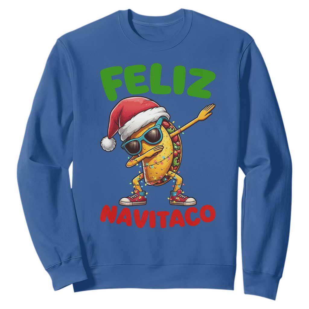 Funny Taco Mexican Christmas Sweatshirt Feliz Navitaco TS14 Royal Blue Print Your Wear