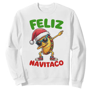 Funny Taco Mexican Christmas Sweatshirt Feliz Navitaco TS14 White Print Your Wear