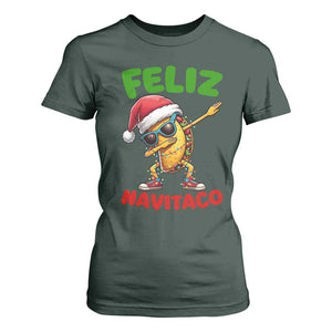 Funny Taco Mexican Christmas T Shirt For Women Feliz Navitaco TS14 Dark Forest Green Print Your Wear