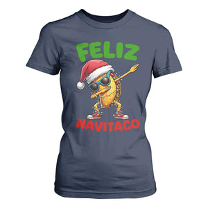 Funny Taco Mexican Christmas T Shirt For Women Feliz Navitaco TS14 Navy Print Your Wear