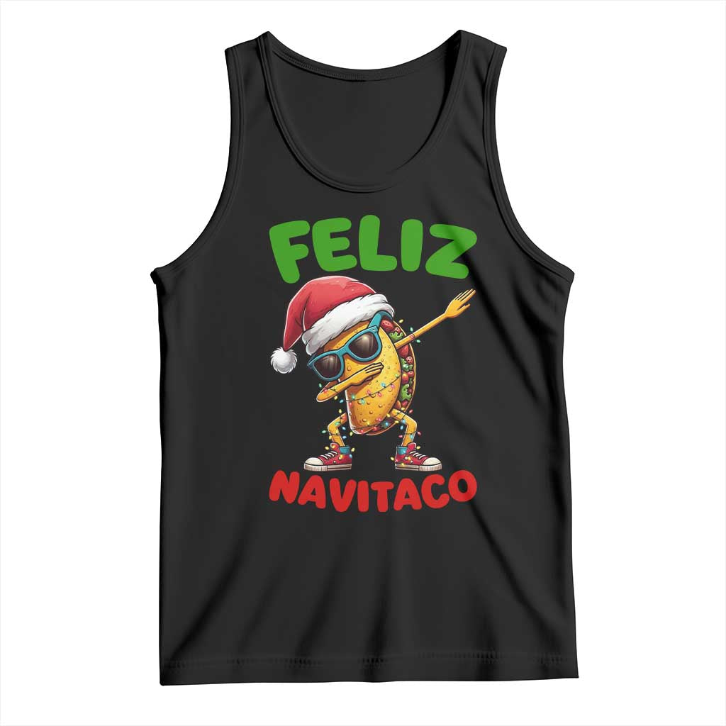 Funny Taco Mexican Christmas Tank Top Feliz Navitaco TS14 Black Print Your Wear