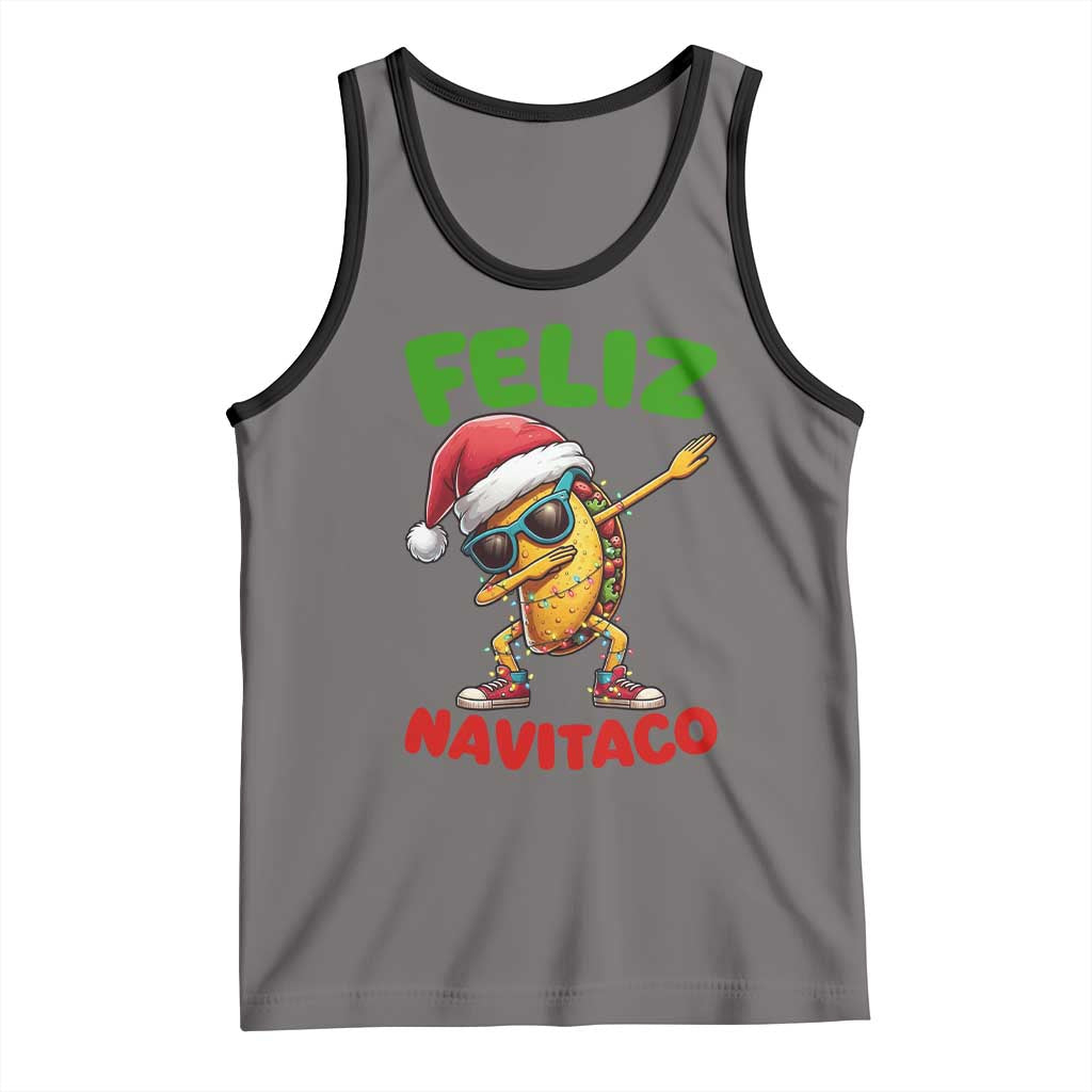 Funny Taco Mexican Christmas Tank Top Feliz Navitaco TS14 Deep Heather Black Print Your Wear
