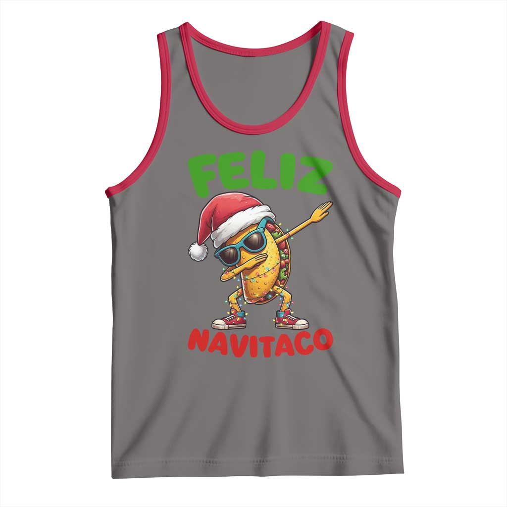 Funny Taco Mexican Christmas Tank Top Feliz Navitaco TS14 Deep Heather Red Print Your Wear