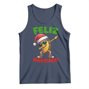 Funny Taco Mexican Christmas Tank Top Feliz Navitaco TS14 Navy Print Your Wear