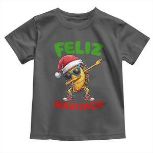 Funny Taco Mexican Christmas Toddler T Shirt Feliz Navitaco TS14 Dark Heather Print Your Wear