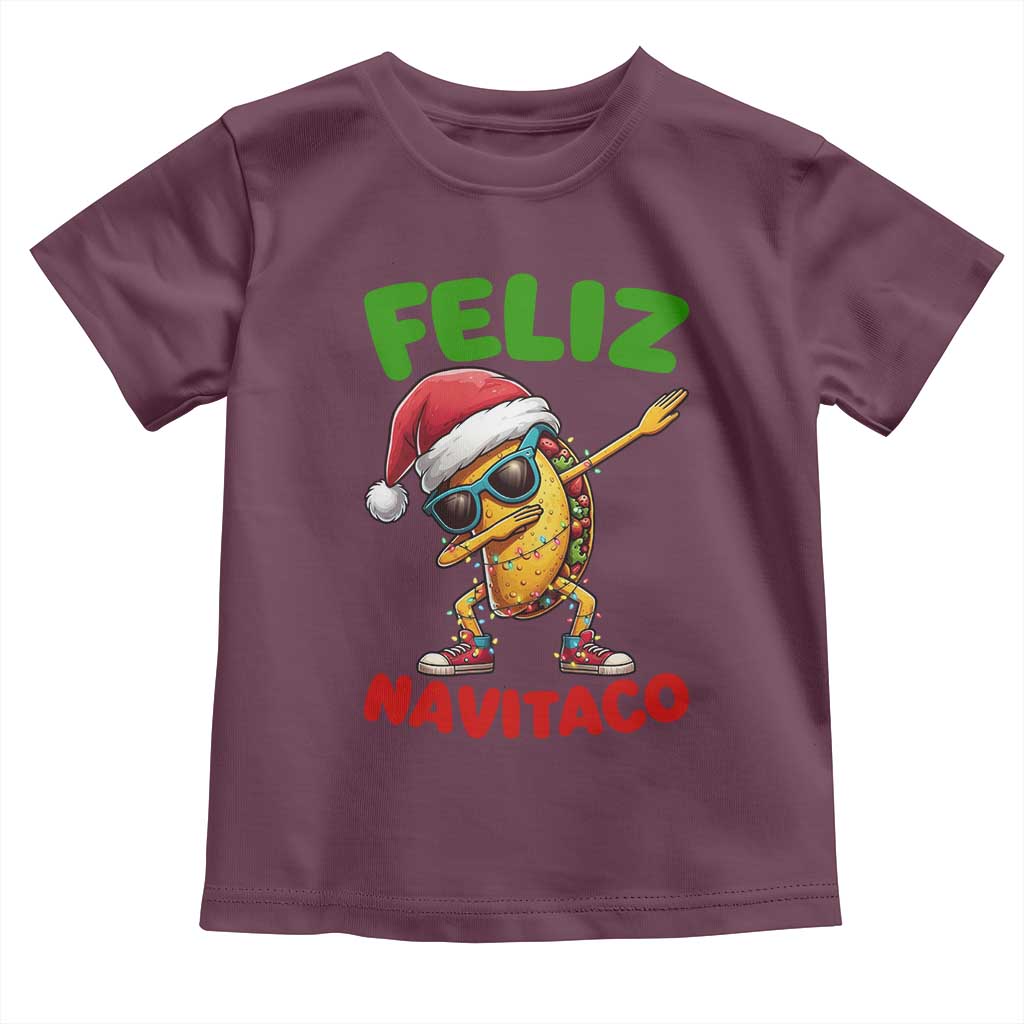 Funny Taco Mexican Christmas Toddler T Shirt Feliz Navitaco TS14 Maroon Print Your Wear