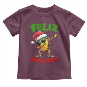 Funny Taco Mexican Christmas Toddler T Shirt Feliz Navitaco TS14 Maroon Print Your Wear