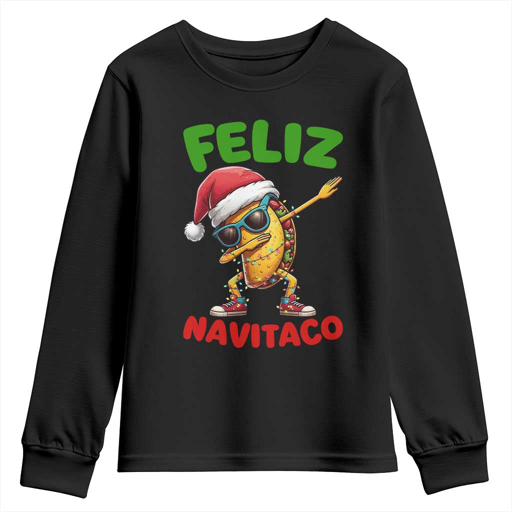 Funny Taco Mexican Christmas Youth Sweatshirt Feliz Navitaco TS14 Black Print Your Wear