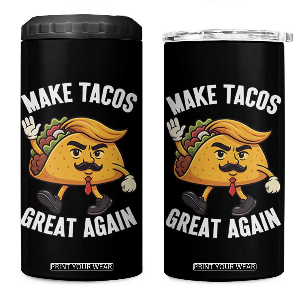 Taco Trump Mexican 4 in 1 Can Cooler Tumbler Make Tacos Great Again TS14 One Size: 16 oz Black Print Your Wear