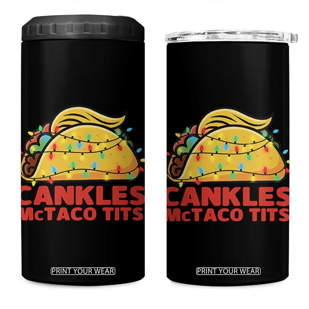 Taco Trump Mexican Christmas 4 in 1 Can Cooler Tumbler Cankles McTaco Tits TS14 One Size: 16 oz Black Print Your Wear