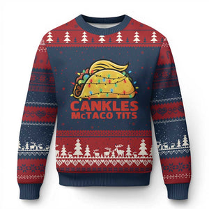 Taco Trump Mexican Xmas Ugly Christmas Sweater Cankles McTaco Tits TS14 Navy Red Print Your Wear