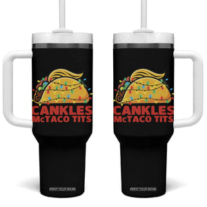 Taco Trump Mexican Christmas Tumbler With Handle Cankles McTaco Tits TS14 One Size: 40 oz Black Print Your Wear