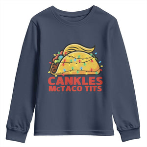 Taco Trump Mexican Christmas Youth Sweatshirt Cankles McTaco Tits TS14 Navy Print Your Wear