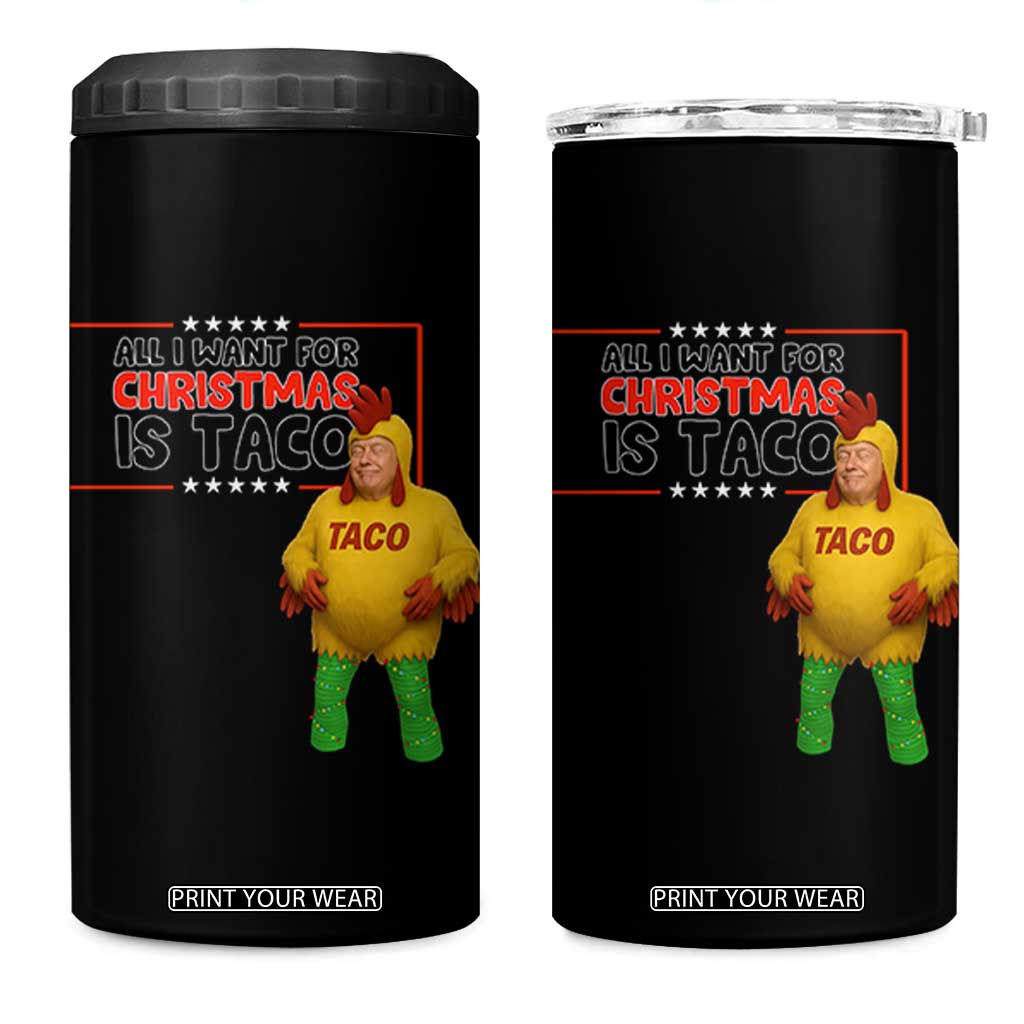Funny Taco Trump Mexican 4 in 1 Can Cooler Tumbler All I Want For Christmas Is Taco TS14 One Size: 16 oz Black Print Your Wear
