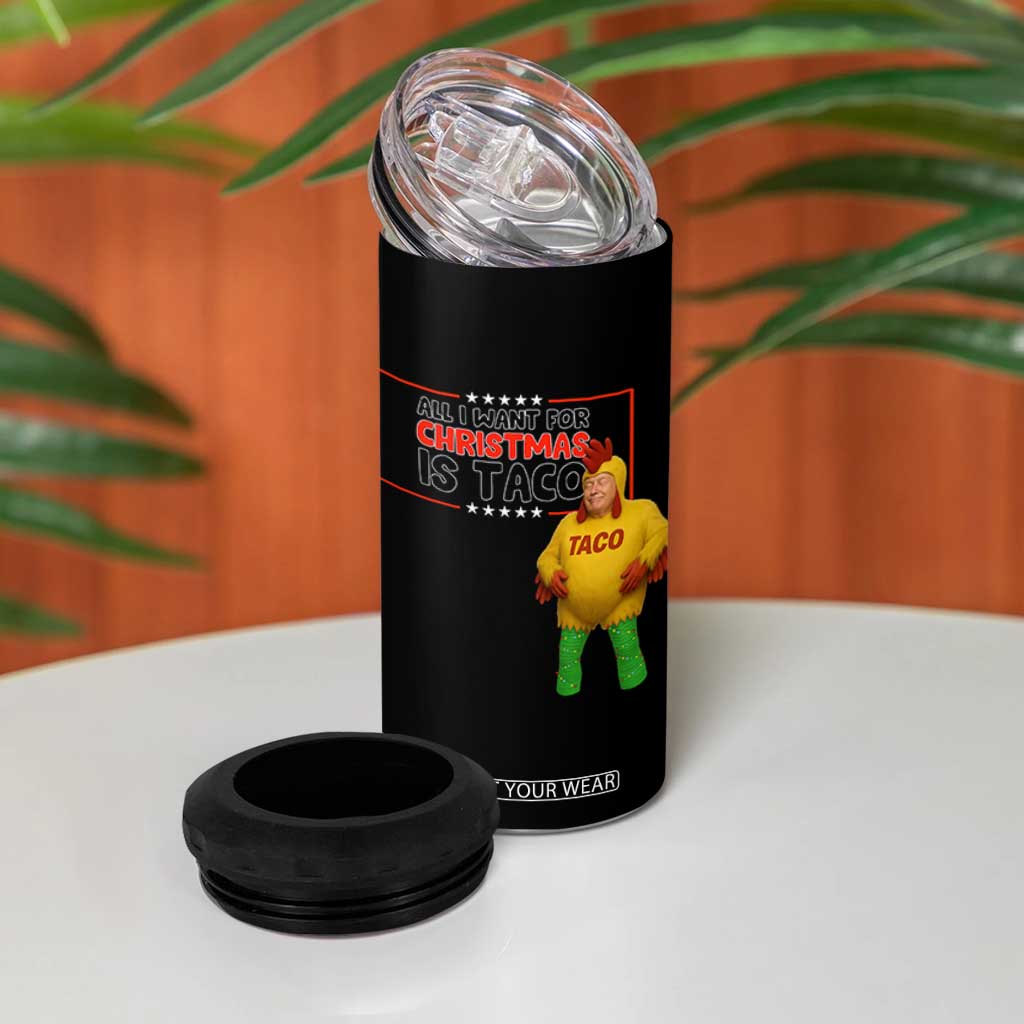 Funny Taco Trump Mexican 4 in 1 Can Cooler Tumbler All I Want For Christmas Is Taco TS14 Print Your Wear