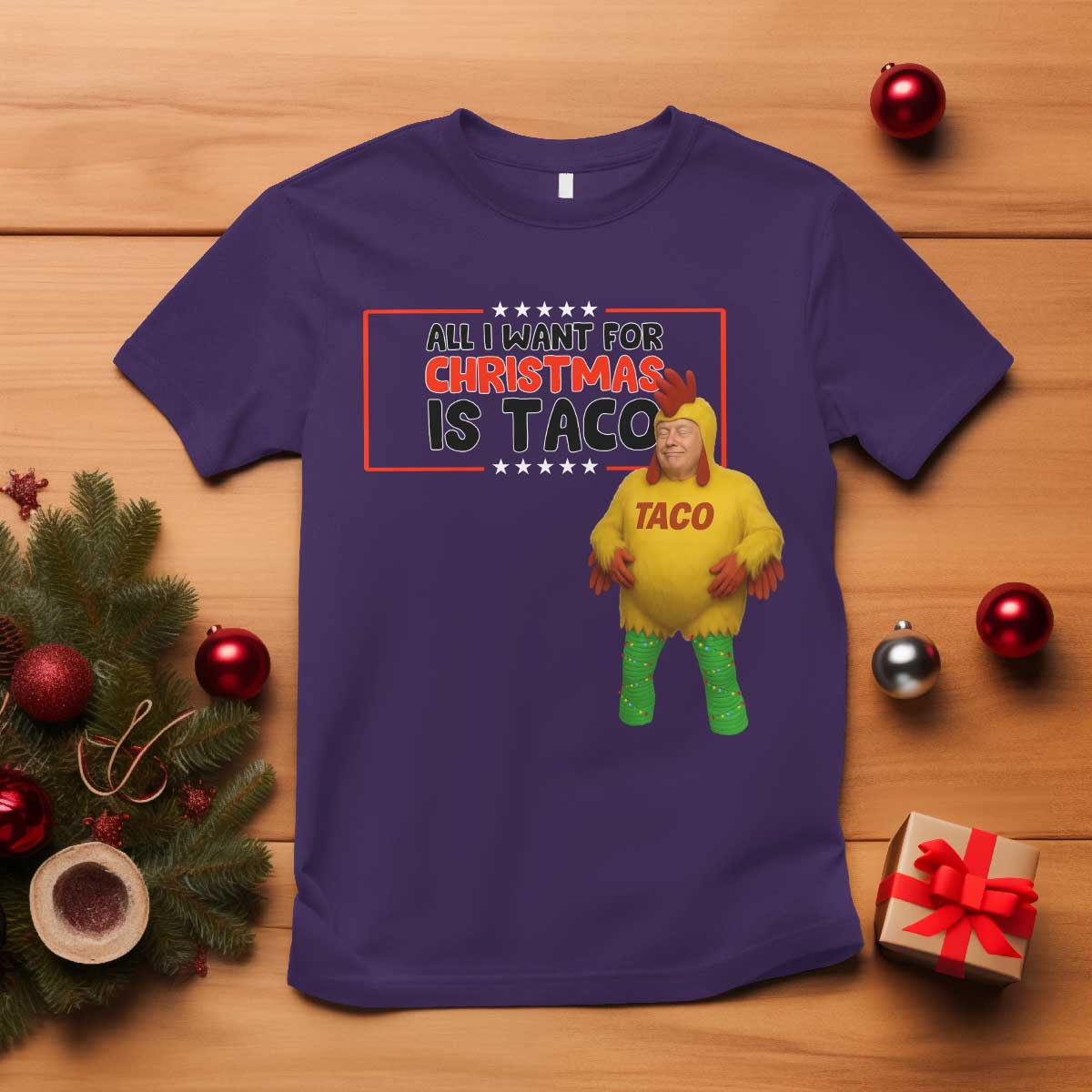 Funny Taco Trump Mexican T Shirt All I Want For Christmas Is Taco TS14 Purple Print Your Wear