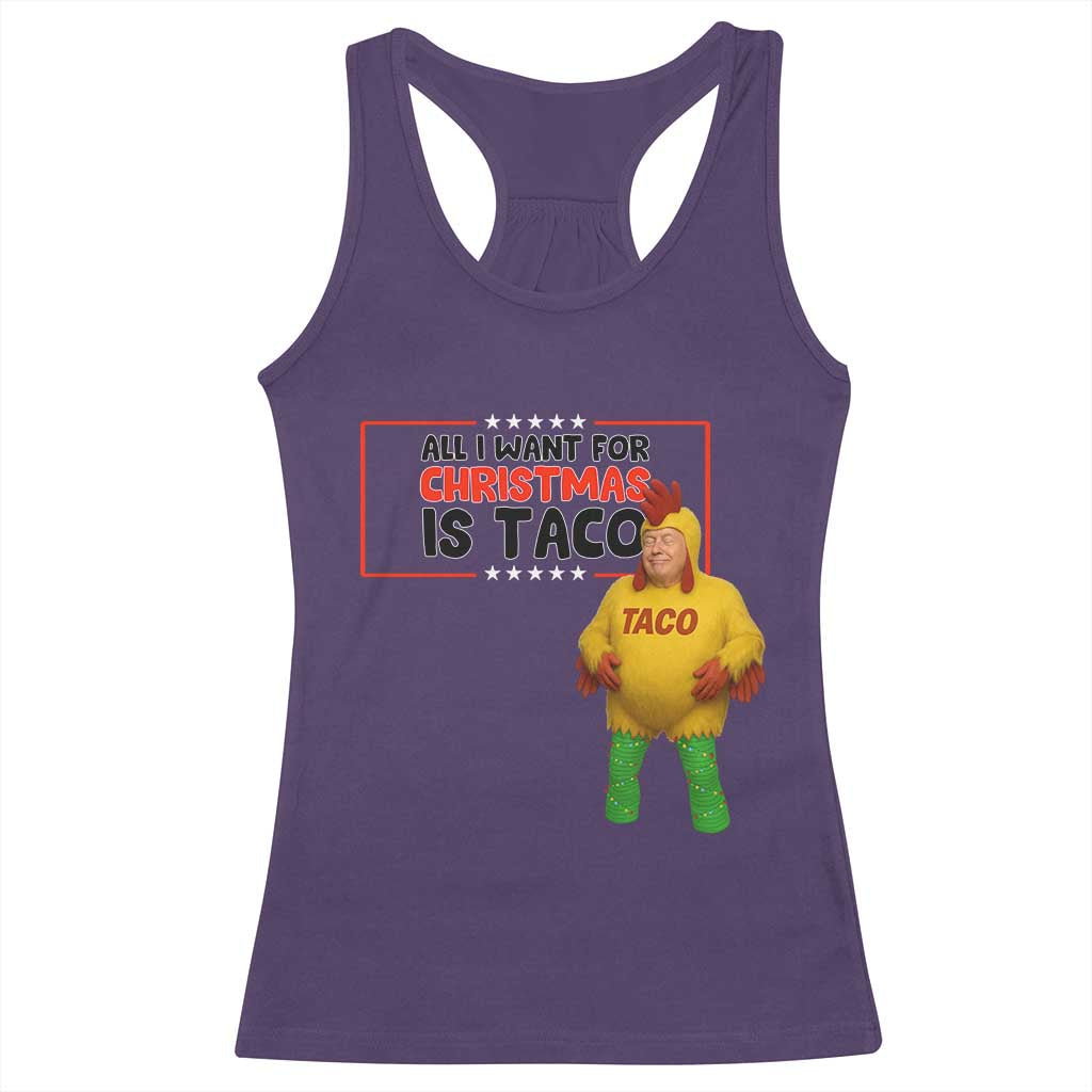 Funny Taco Trump Mexican Racerback Tank Top All I Want For Christmas Is Taco TS14 Purple Print Your Wear